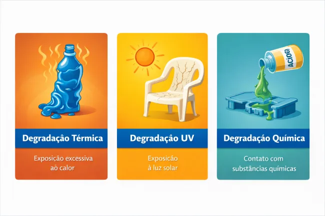 Degradação térmica, UV e química explicadas de forma simples